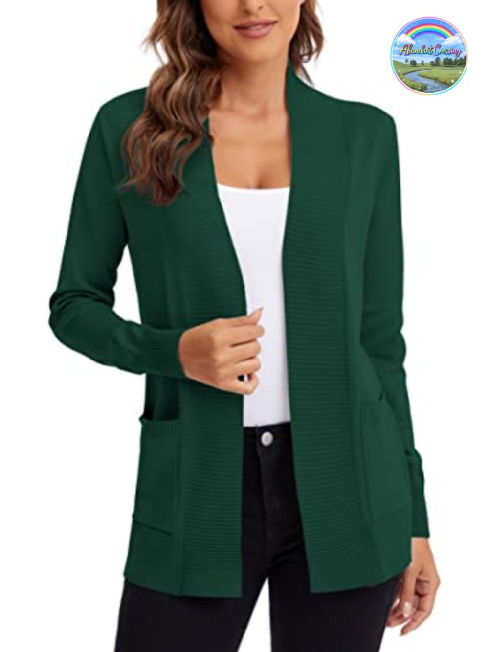 Lightweight Open Front Knit Cardigan Sweater with Pockets